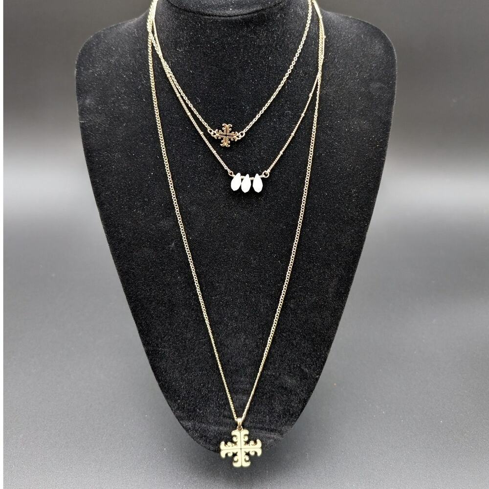 Isis Creative Layered Necklace Earrings Set Cross Charms 16" Boho Jewelry Gift